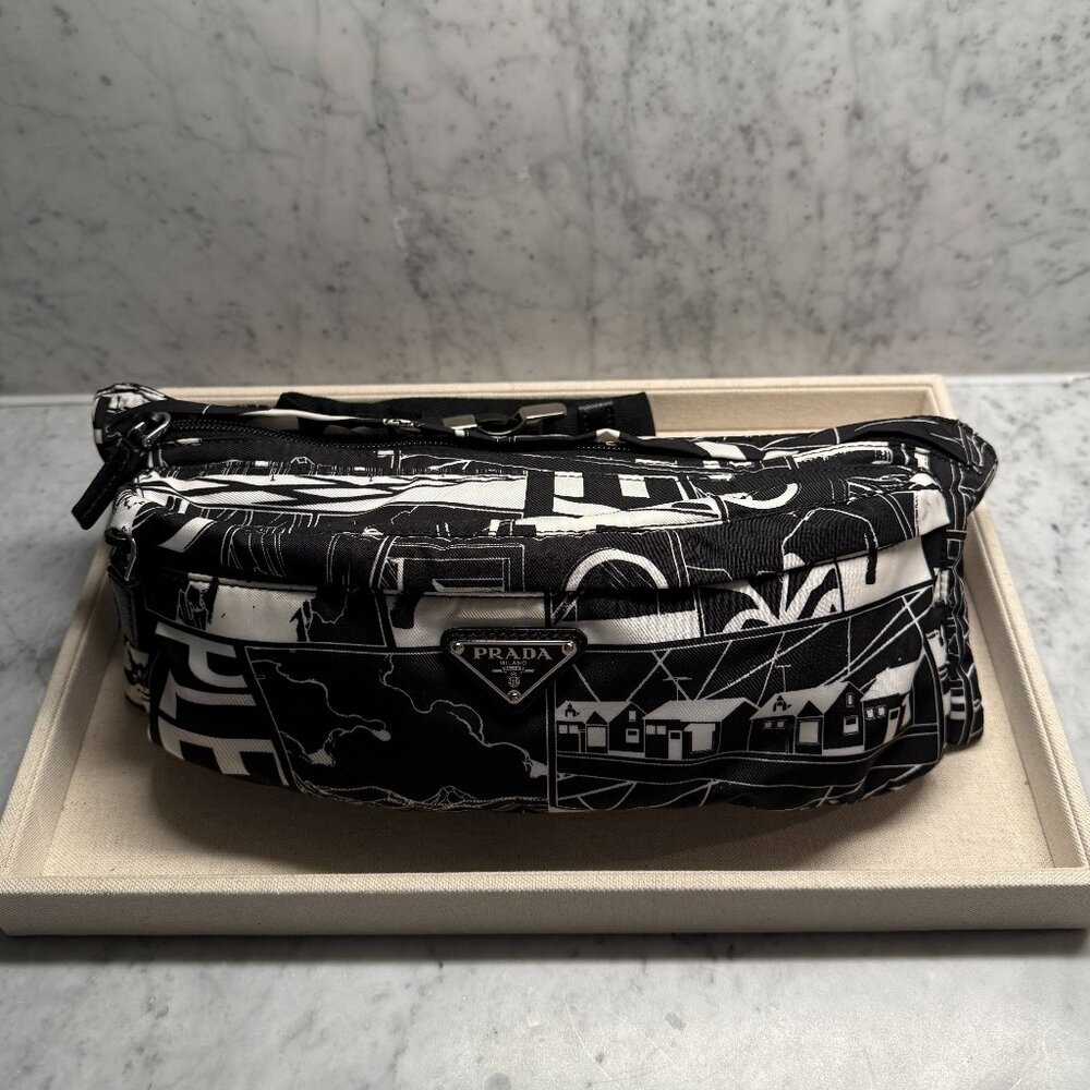 Prada Tessuto and Saffiano comic Leather Belt Bag NWT